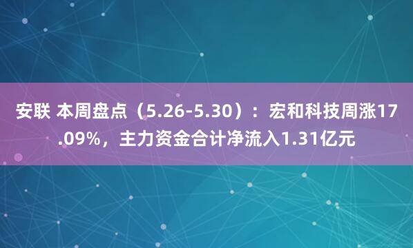 安联 本周盘点（5.26-5.30）：宏和科技周涨17.09%，主力资金合计净流入1.31亿元
